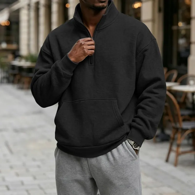 1/4 Zip Pullover Mens Retro Warm Fleece – product photo 2 of 6