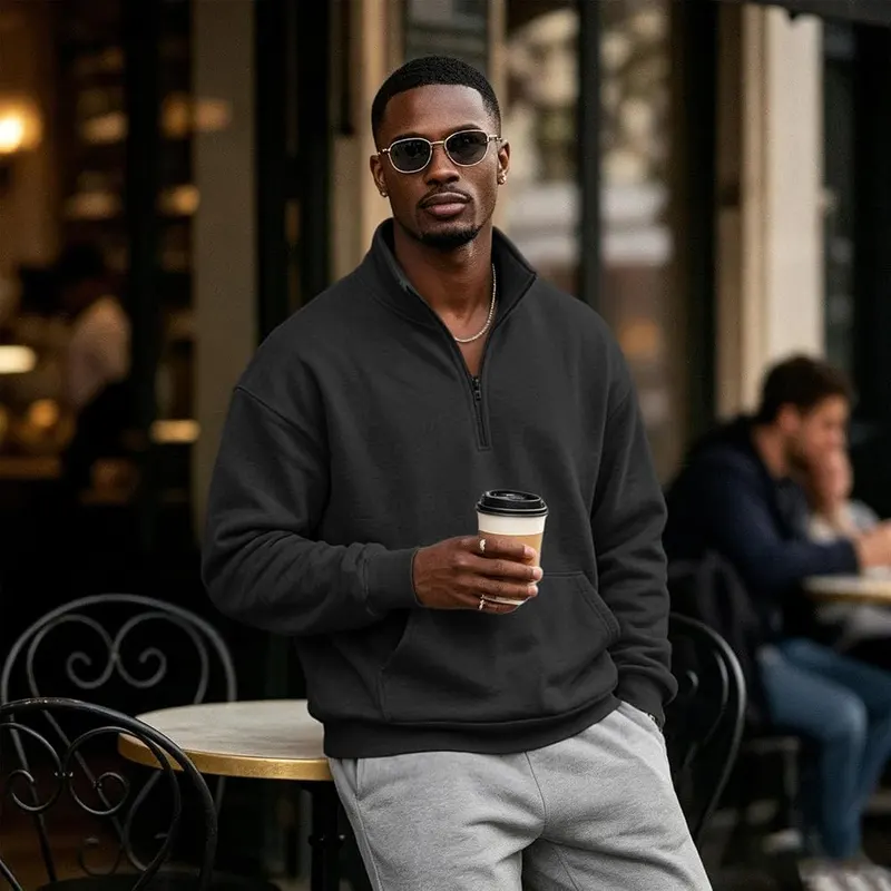 1/4 Zip Pullover Mens Retro Warm Fleece – product photo 6 of 6