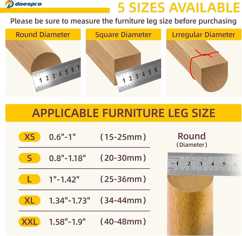 1 doespro 24 Pcs Silicone Chair Leg Floor Protectors – Glide Effortlessly