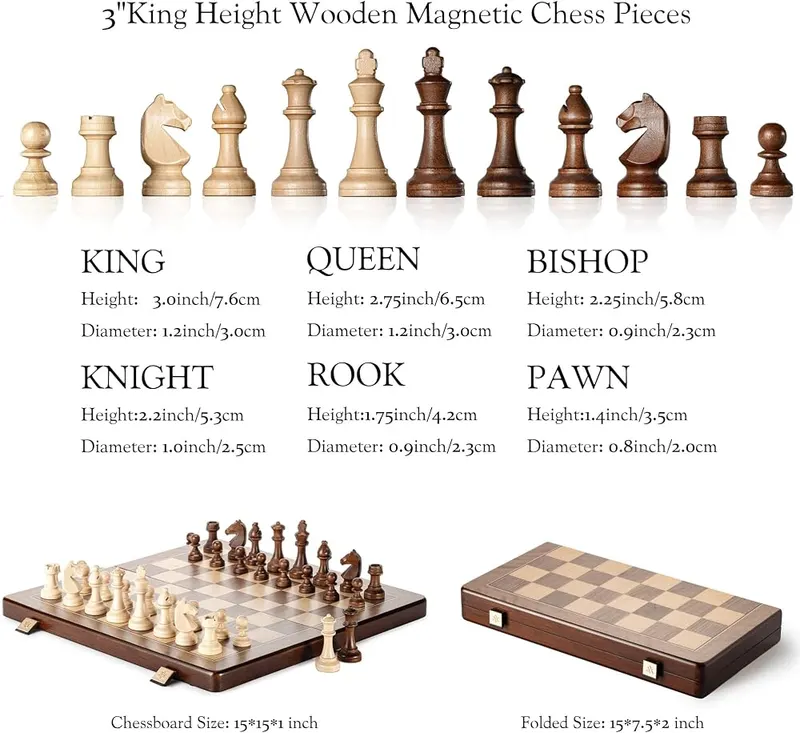 A&A 15″ Magnetic Wooden Chess Set – Magnetic wooden chess board