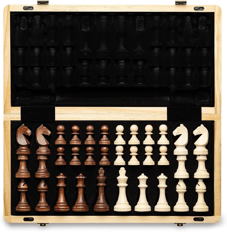 A&A 15″ Magnetic Wooden Chess Set Light in Light