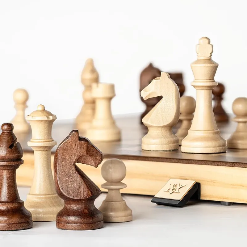 A&A 15″ Magnetic Wooden Chess Set Light – Handmade pieces with 3 inch kings