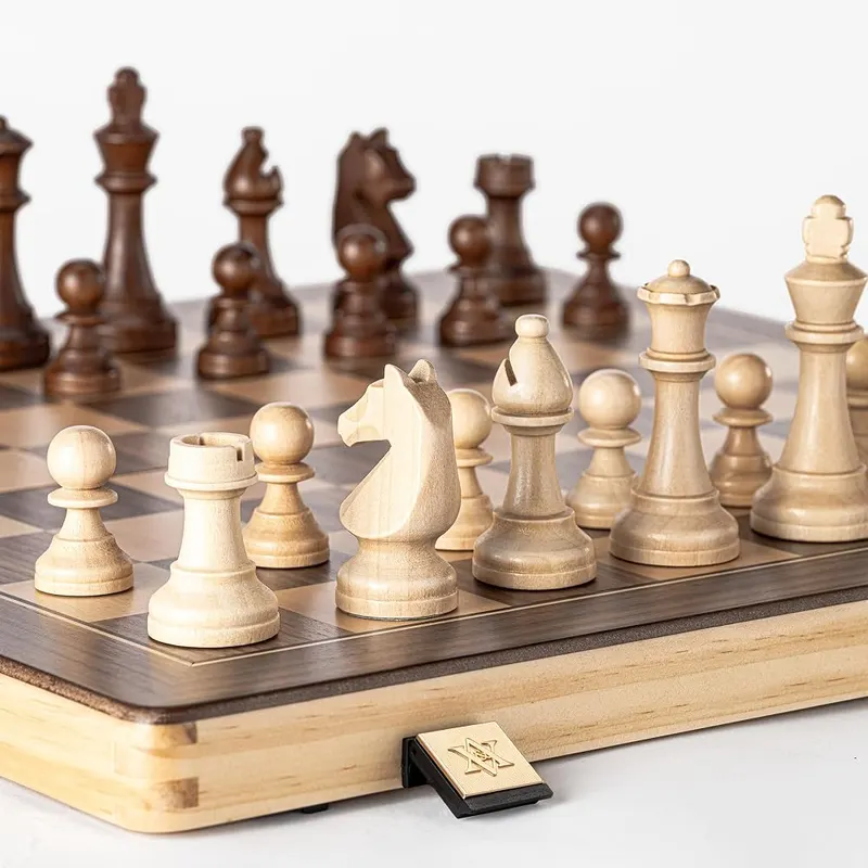 A&A 15″ Magnetic Wooden Chess Set Light – Solid wooden board and pieces