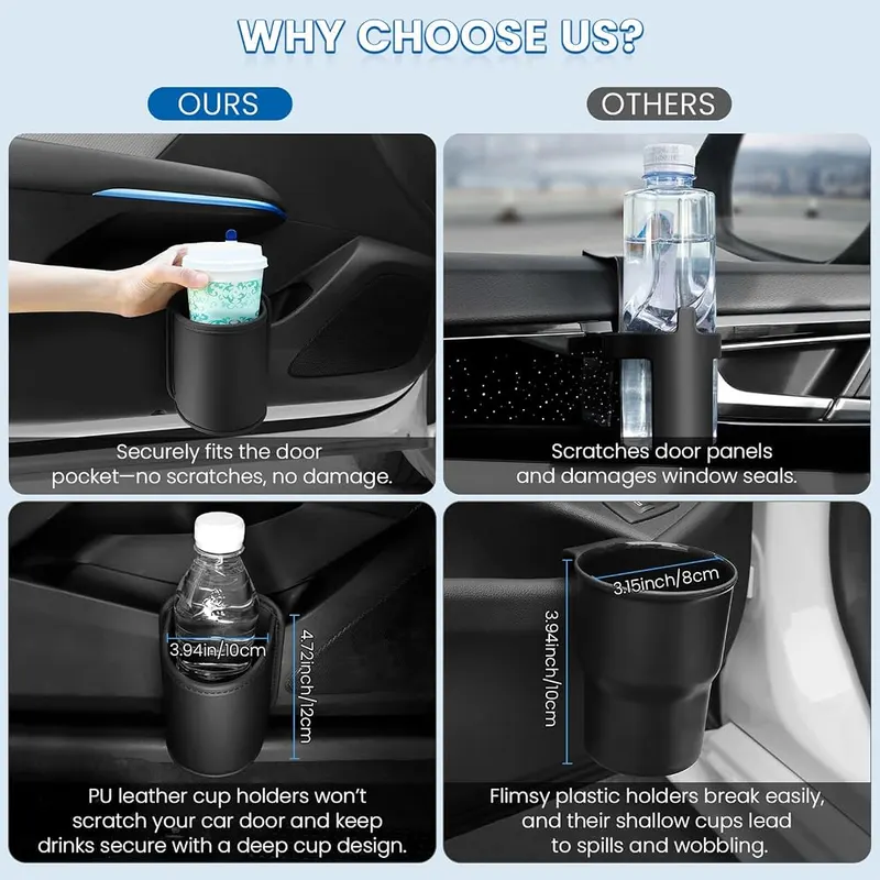 1797 Car Door Cup Holder Clip – Large Capacity, No Spills