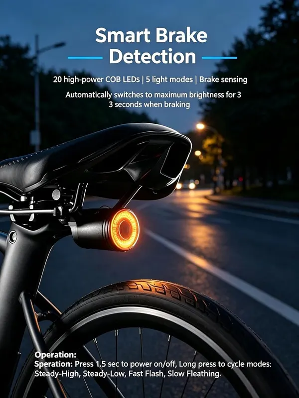 20 COB LEDs ChayWillow Smart Bike Taillight – Automatic brake detection mode