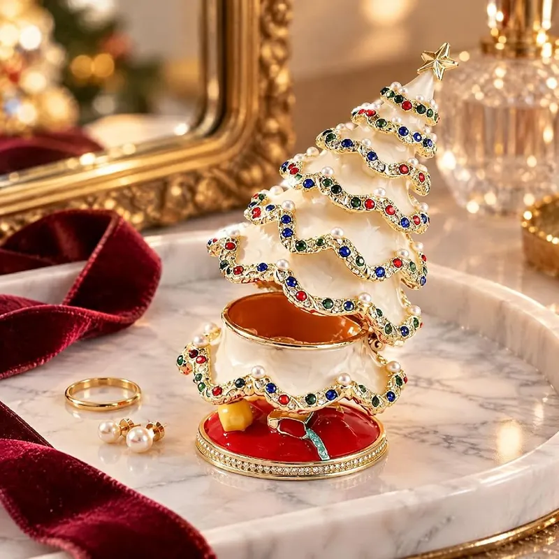 ELMWODHJ 3.74in Exquisite Christmas Tree Shaped Trinket – product photo 4 of 7