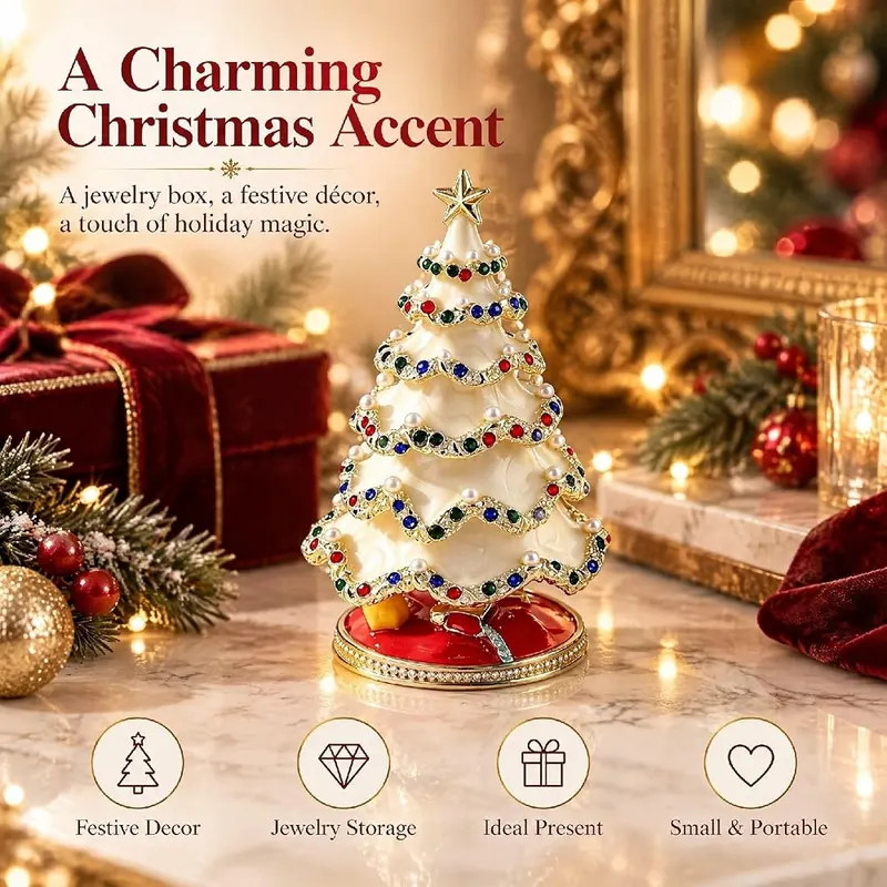 ELMWODHJ 3.74in Exquisite Christmas Tree Shaped Trinket – product photo 5 of 7