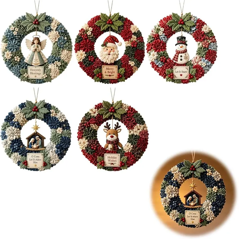 3D Fabric Poke Wreath DIY Kit Christmas – Creative door hanging set