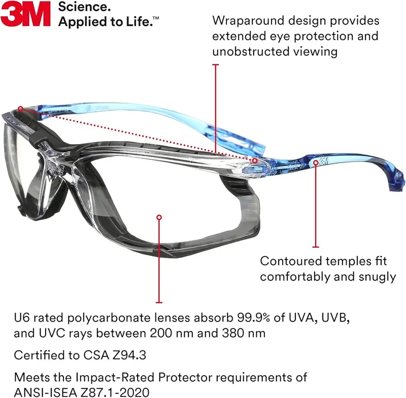 3M Safety Glasses Z87 – Wrap Around Design