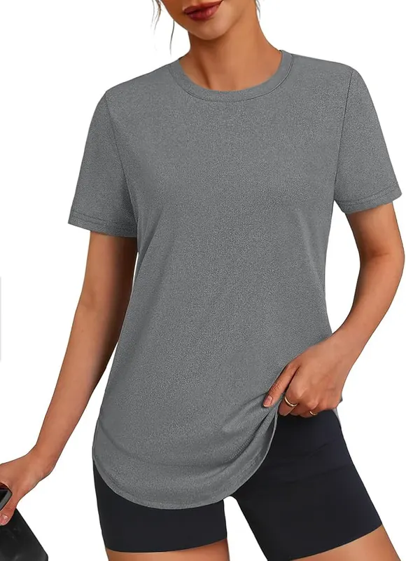 3rd hill Womens Workout Tops Short Sleeve Crewneck – Short sleeve crewneck workout top