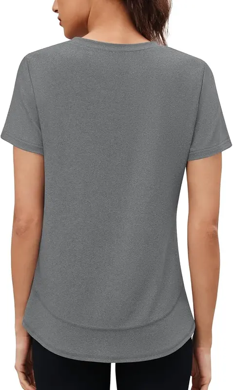3rd hill Womens Workout Tops Short Sleeve Crewneck – Side splits for freedom