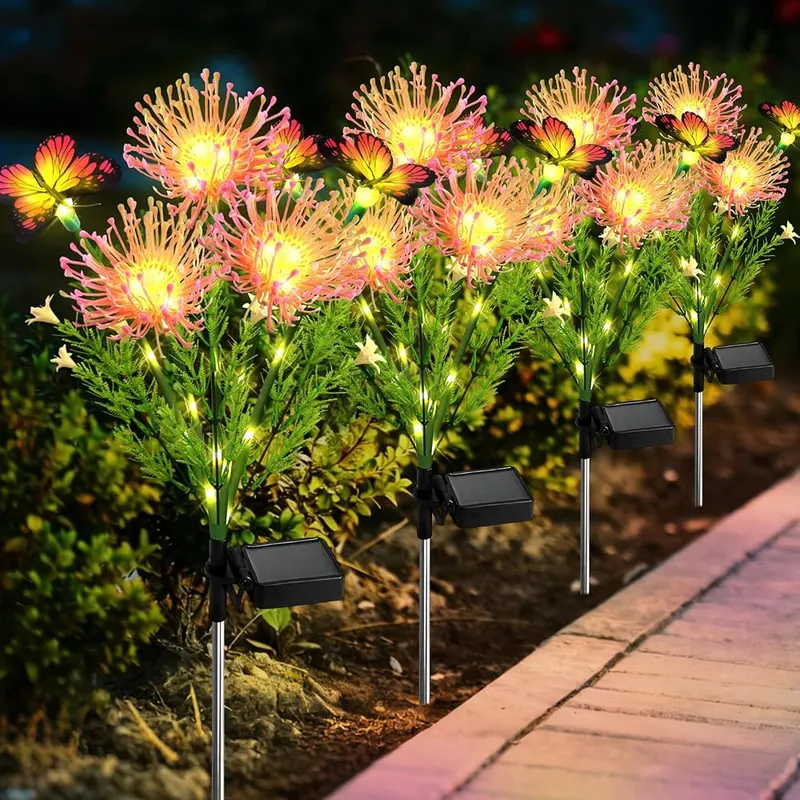 4 Pack Solar Butterfly Spider Lily Lights