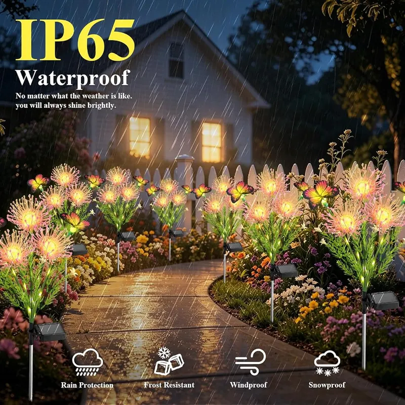 4 Pack Solar Butterfly Spider Lily Lights – Decorative butterfly and spider lily design