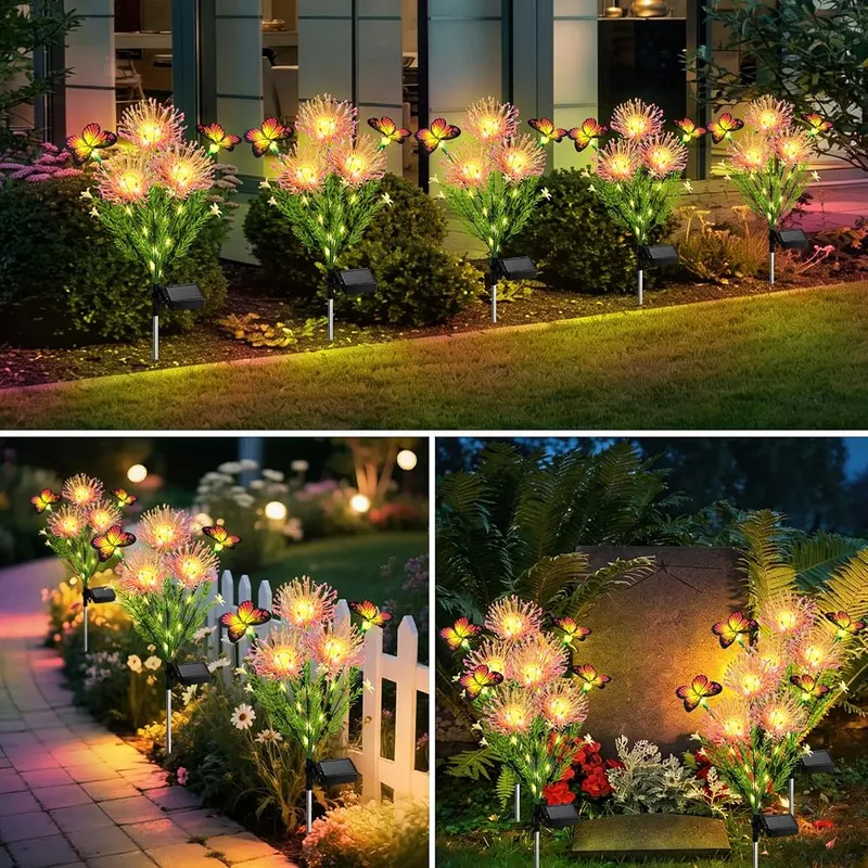 4 Pack Solar Butterfly Spider Lily Lights – Automatic dusk to dawn operation