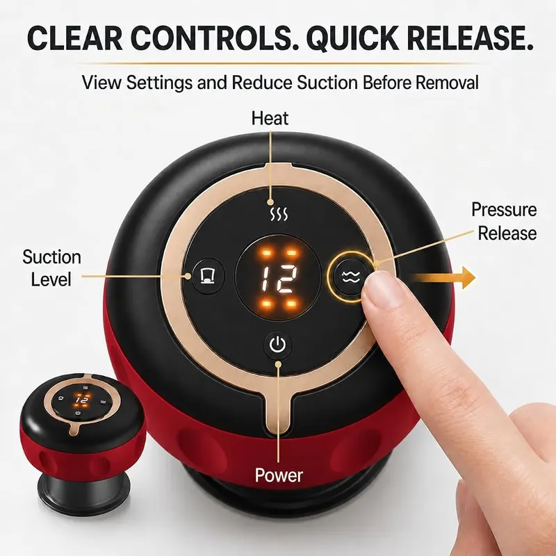 EXKRT 6-in-1 Smart Cupping Therapy Massager 1 – Built-in red illumination feature