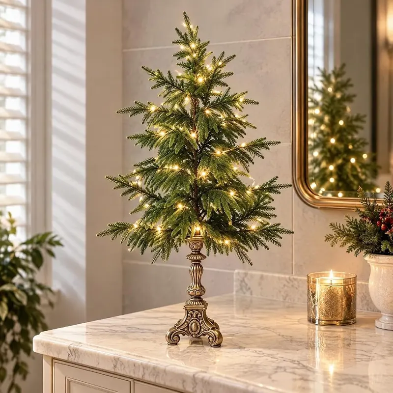 Aufmer 9.69” Artificial Small Christmas Tree in Green
