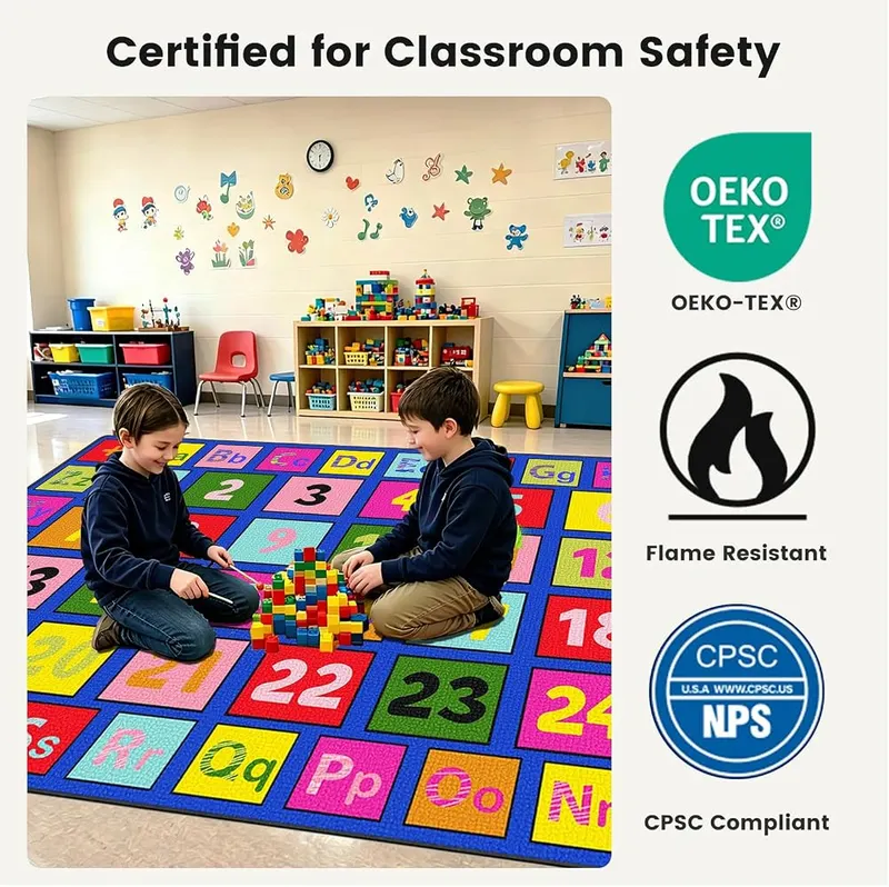 ABCarpet Number Classroom Rug – Twenty four numbered square seating spots