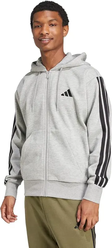 adidas Men’s Essentials 3-Stripes Fleece Full-Zip Hooded