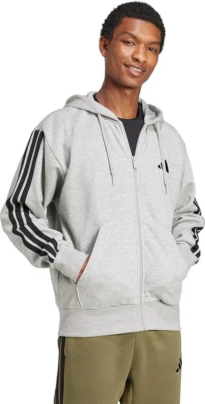 adidas Men’s Essentials 3-Stripes Fleece Full-Zip Hooded – product photo 2 of 6