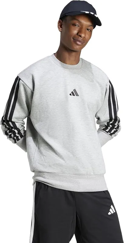 adidas Men’s Essentials 3-Stripes Fleece Sportswear Sweatshirt – Regular Fit