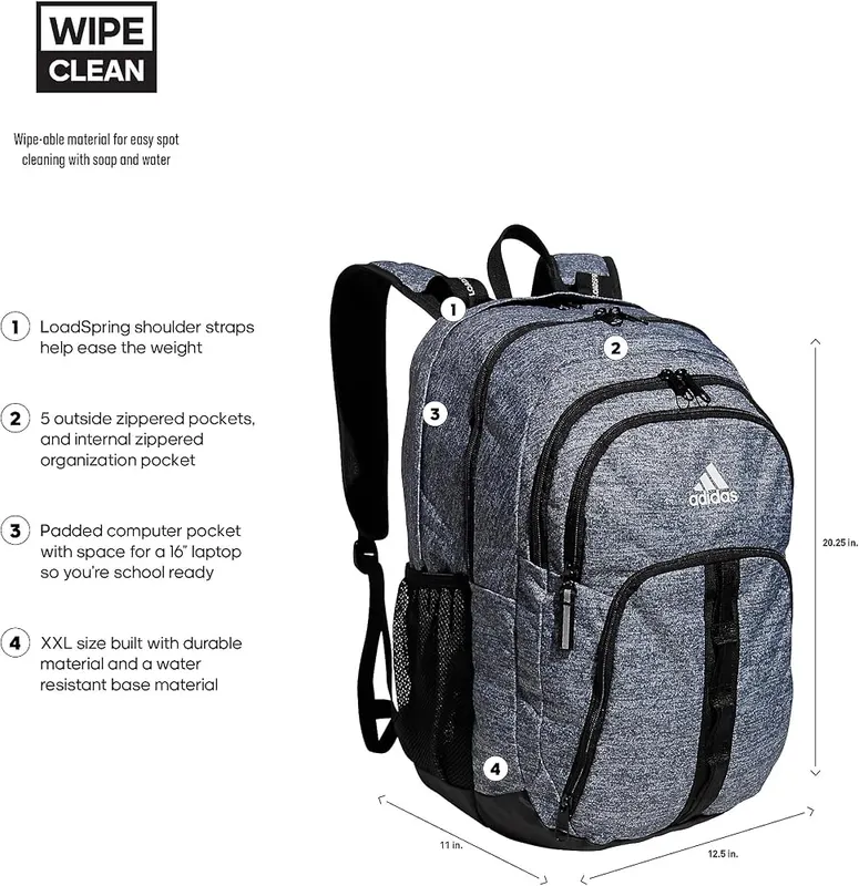 adidas Prime 6 School Backpack – Lifetime Warranty - built to last