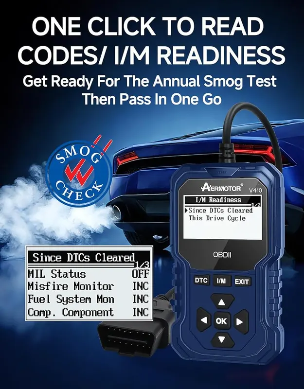 AERMOTOR OBD2 Scanner O2 – One-button I/M readiness