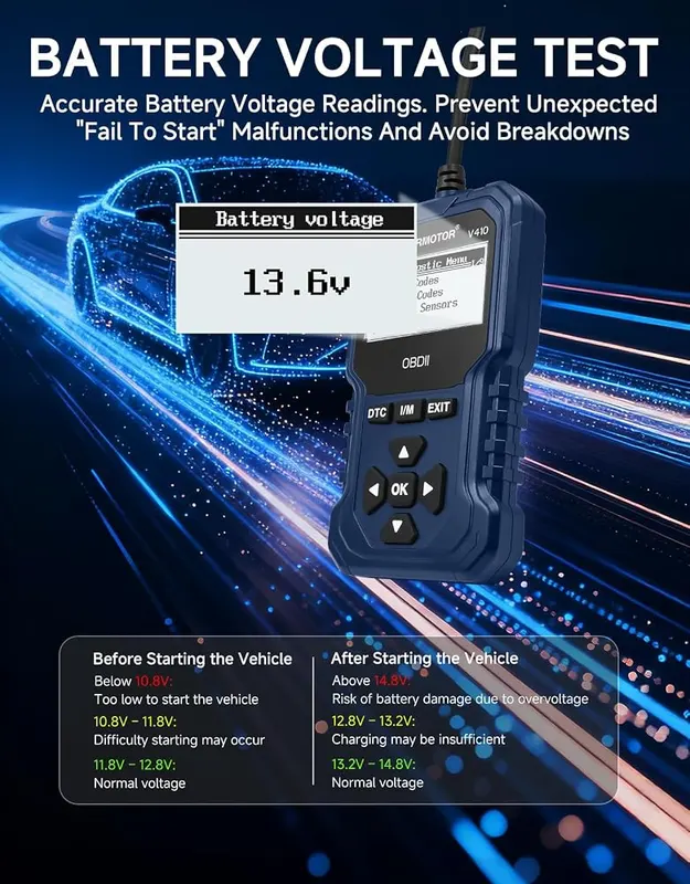AERMOTOR OBD2 Scanner O2 – Battery voltage test
