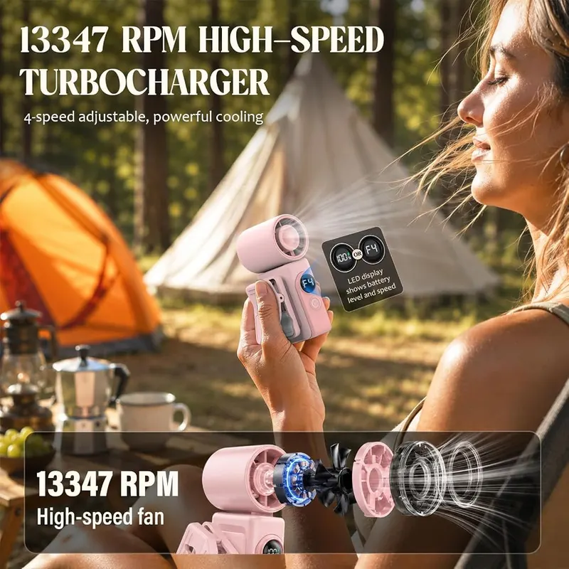 AeroVibes Portable Handheld & Clip-On Fan – Four adjustable wind speeds