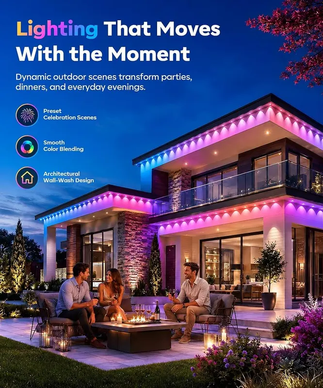 AFSVTTS Permanent Outdoor Lights – Seventy-two independently controlled multicolor bulbs