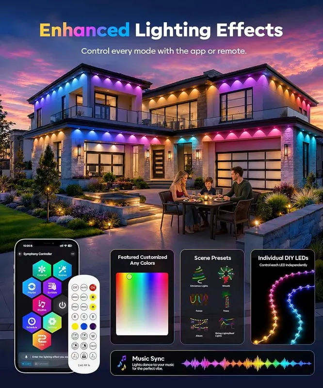 AFSVTTS Permanent Outdoor Lights – Bluetooth app connectivity with voice controls