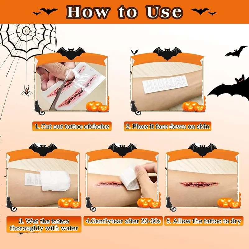 AHOZEE 50 Sheets Halloween Scar Tattoos Temporary – Perfect Halloween TattoosThere are more than 360 kinds