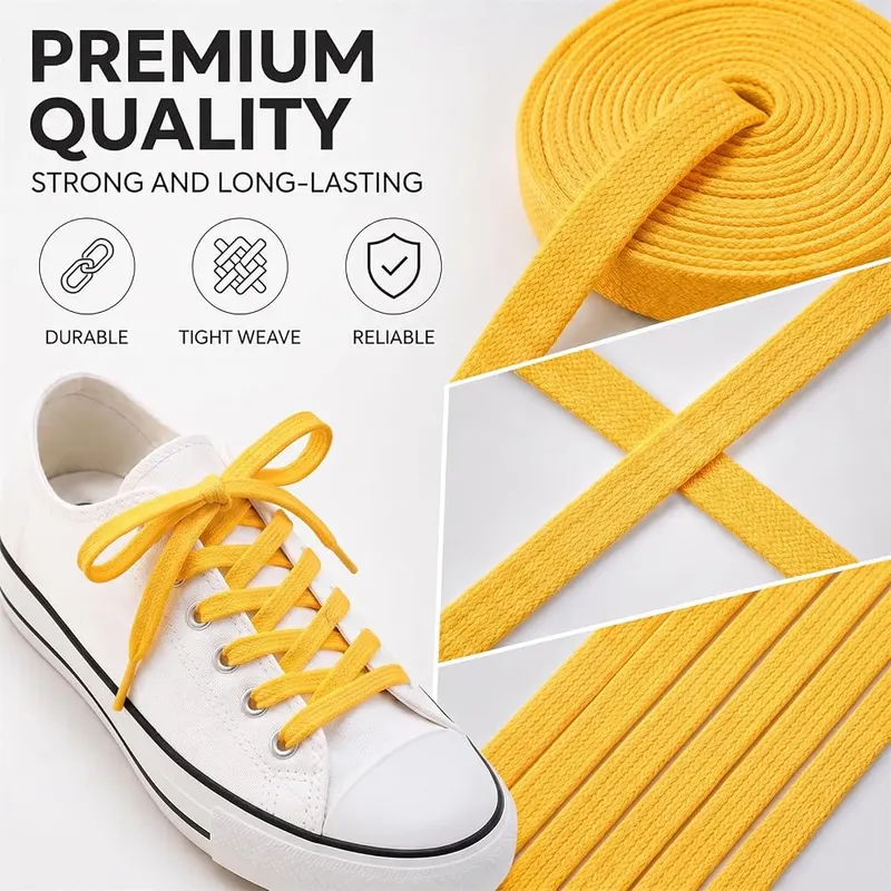 Aiahoel 5/16″ Double Layer Flat Shoelaces 20-yellow – Package
