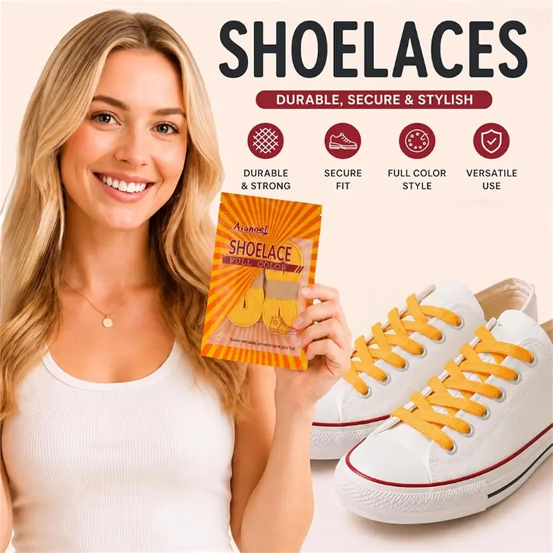 Aiahoel 5/16″ Double Layer Flat Shoelaces 20-yellow – product photo 7 of 9