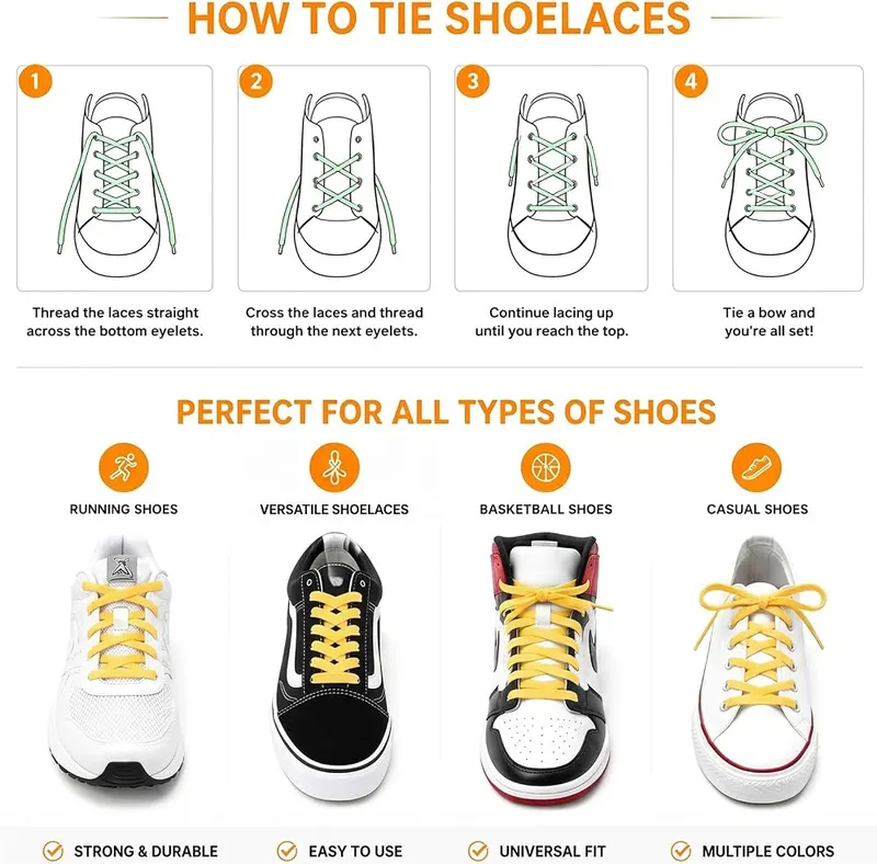 Aiahoel 5/16″ Double Layer Flat Shoelaces 20-yellow – product photo 8 of 9