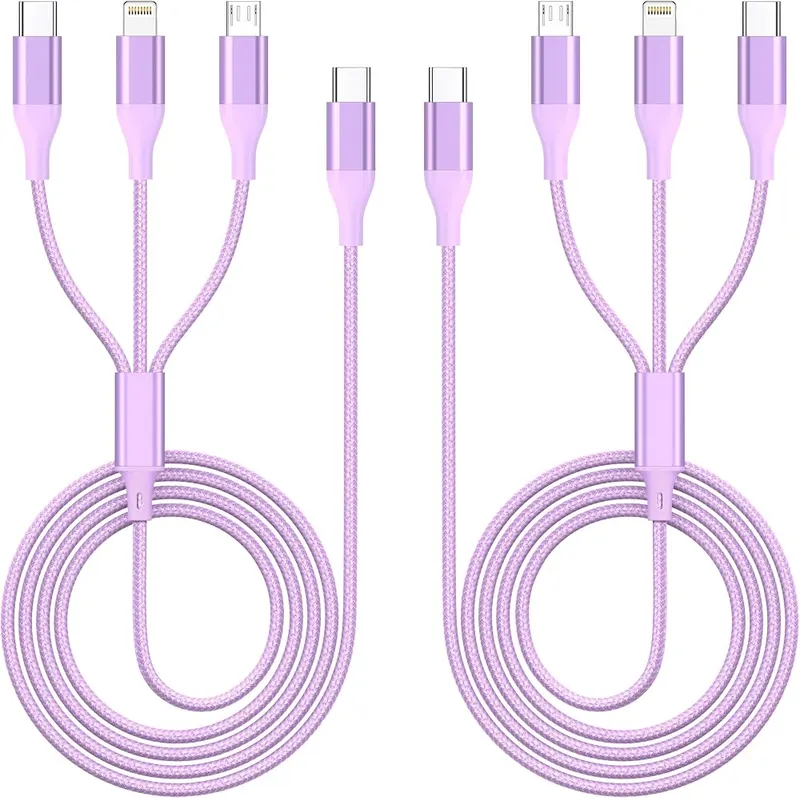 AICHUA Multi Charging Cable 2Pack 4FT 3 iPhone18-5 in Purple