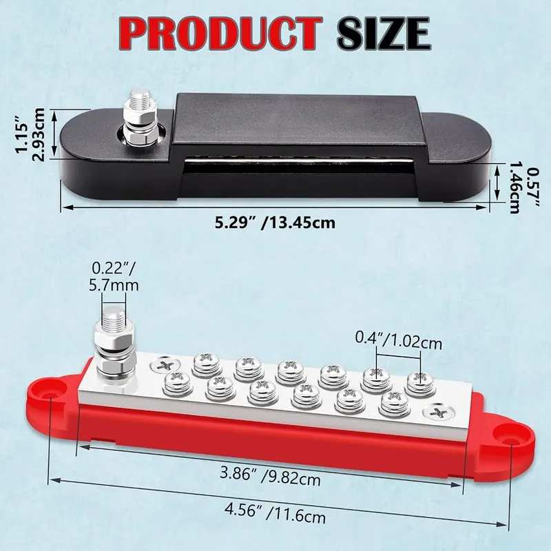 Aienxn Bus Bar 12V 150A 1/4″ Stud – 150A continuous rating listed