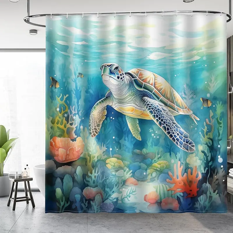 Aimego Sea Turtle Shower Curtain – Turtles Shower Curtain Material