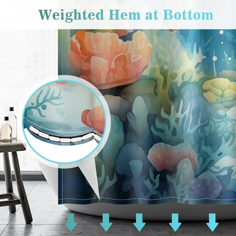 Aimego Sea Turtle Shower Curtain – Easy To Install