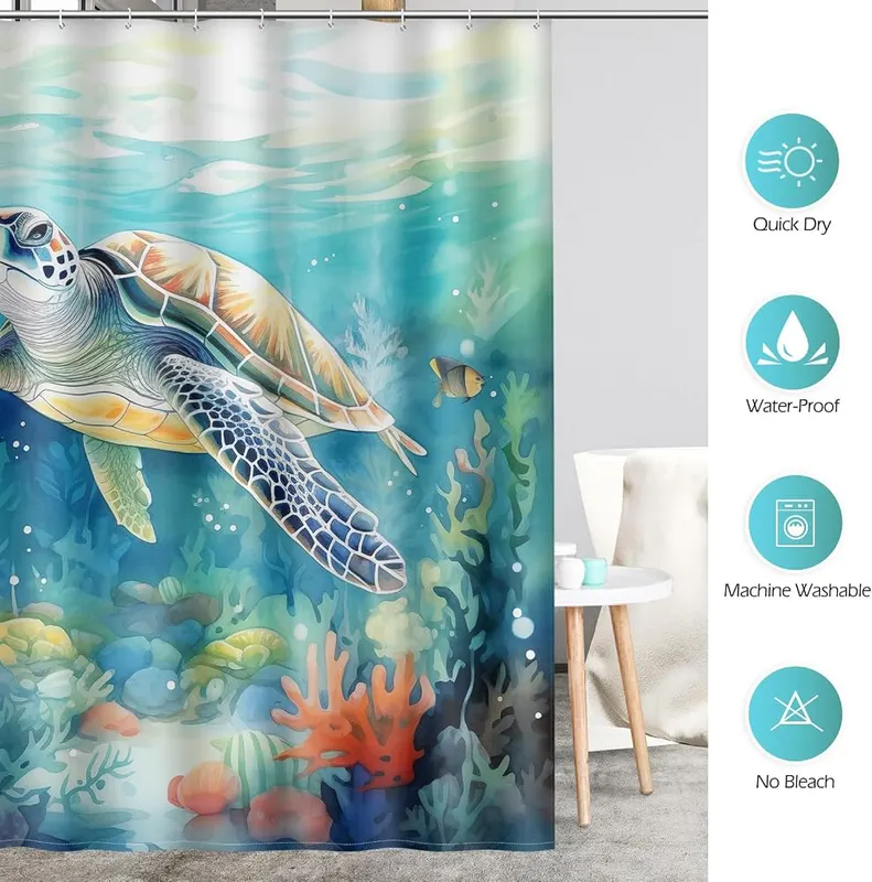 Aimego Sea Turtle Shower Curtain – Care Instructions