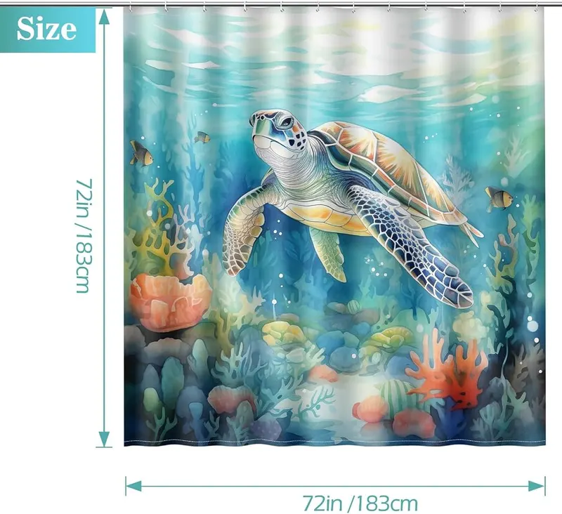 Aimego Sea Turtle Shower Curtain – product photo 7 of 7