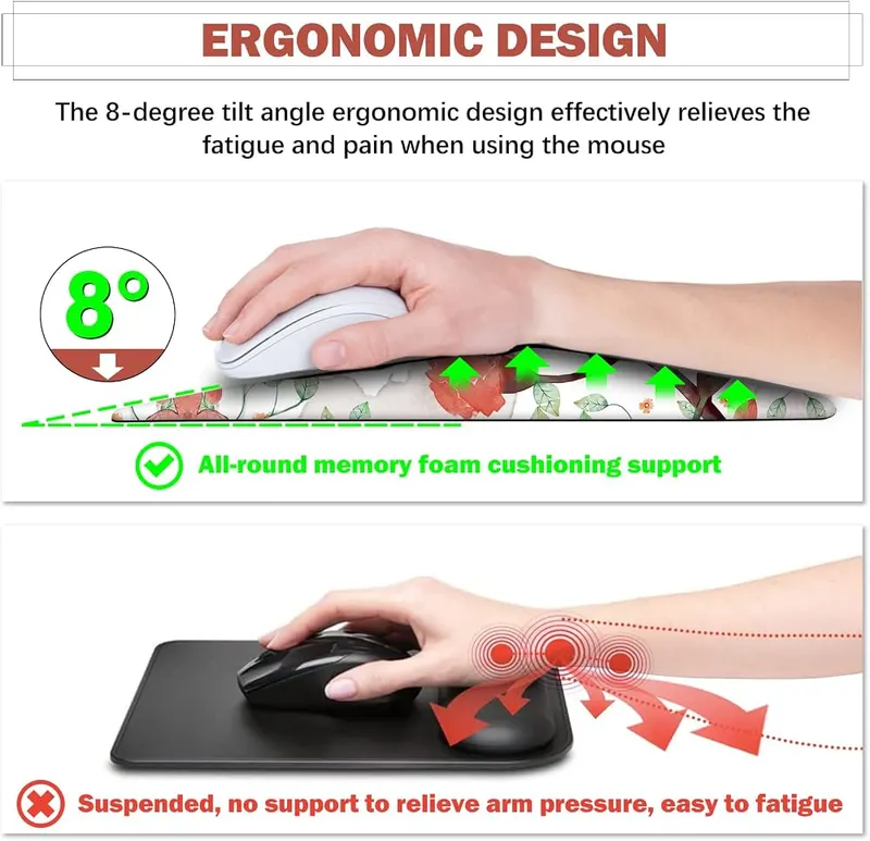 AIMSA Ergonomic Mouse Pad Wrist Rest Support – Non-slip PU Base -The bottom of our mouse