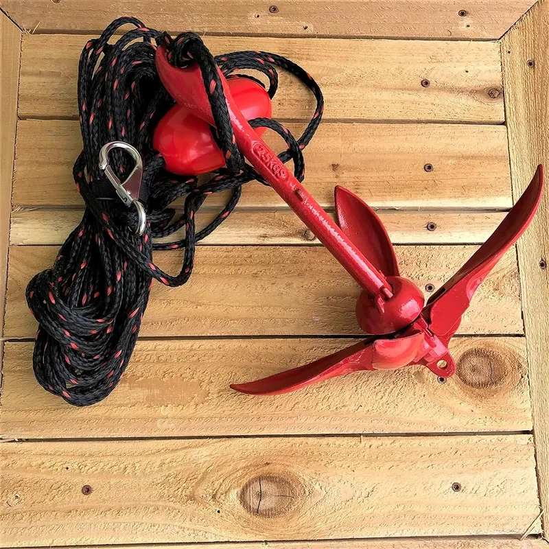 Airhead Complete Grapnel Anchor System – 3 1/3 pound 4 fluke folding anchor will