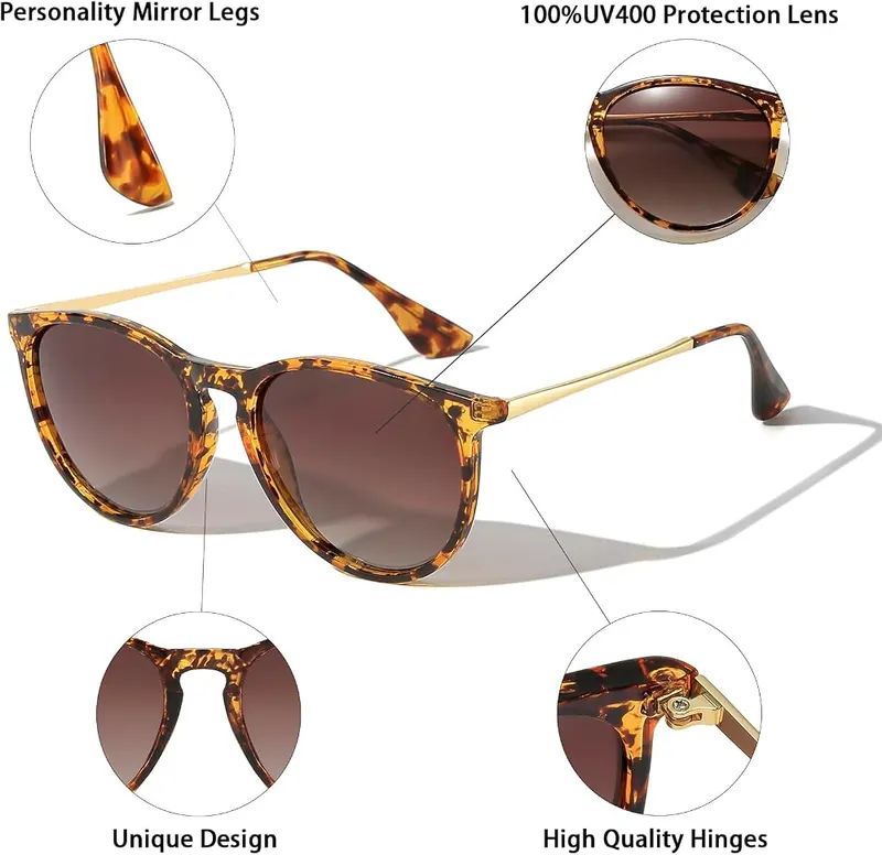 aisswzber Vintage Round Polarized Sunglasses – product photo 2 of 7
