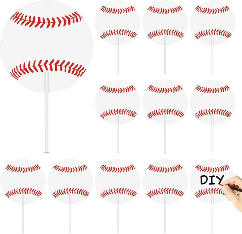 AKAIXI 12pcs Baseball Handheld Fans Bulk