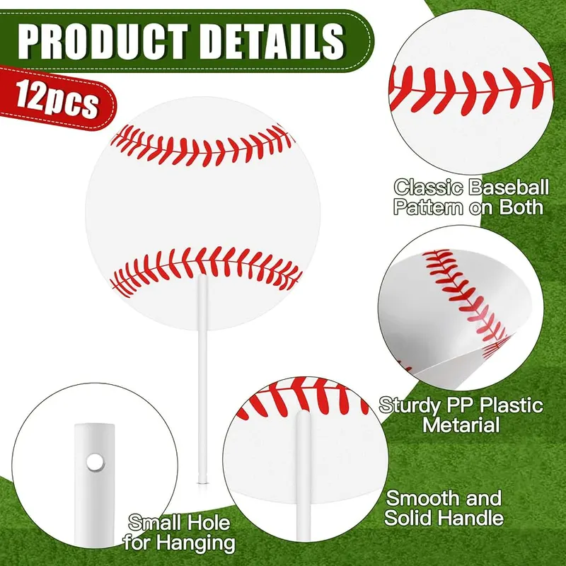 AKAIXI 12pcs Baseball Handheld Fans Bulk – Designed for Baseball Game Day