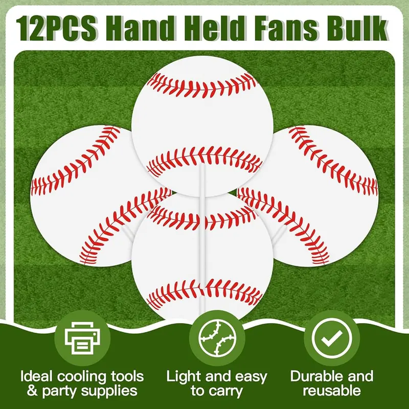 AKAIXI 12pcs Baseball Handheld Fans Bulk – Premium Material