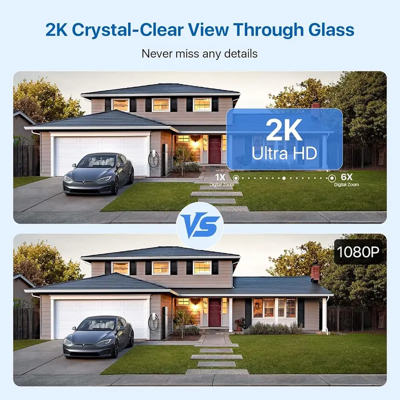 AKINGUAR 2K 3MP Window Security Camera – 2.4GHz/5GHz Dual-Band WiFi & Stable Connection