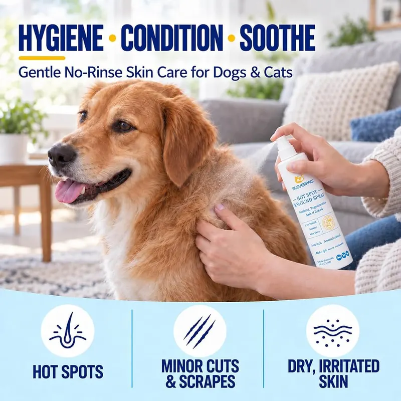 ALEVERPAW Hot Spot & Wound Care Spray – New generation Formula with PHMB + Keratin +