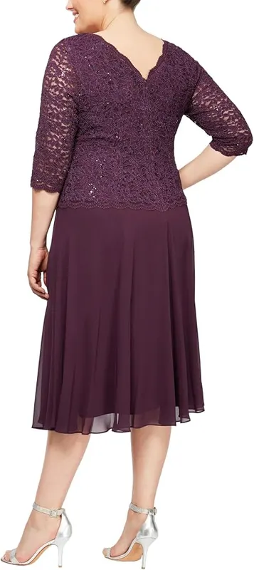 Alex Evenings womens Plus Size Tea-length Lace Mock – product photo 2 of 6