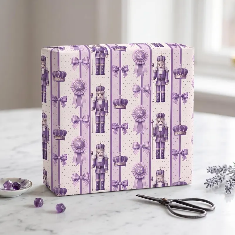 Altarho Purple Nutcracker Wrapping Paper Roll ,Lavender – Perfect Size:Includes 6 sheets of wrapping paper, each